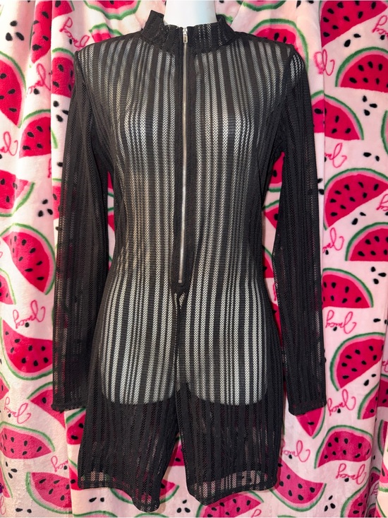Other - 🖤 Vintage Sheer Zip-Front Swim Coverup Romper